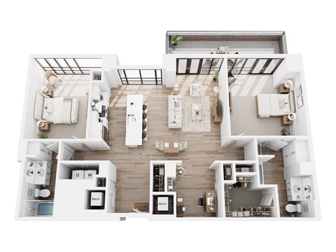 Floor plan for 2 beds, 2 baths, 1571 sqft